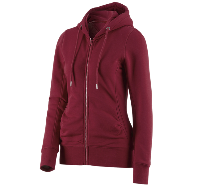 Main view, Basics, e.s. Hoody sweatjacket poly cotton, ladies', bordeaux