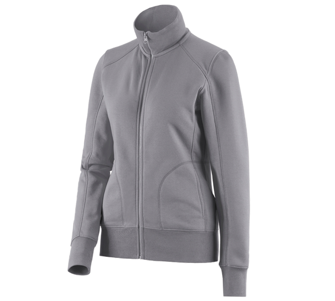 Main view, Basics, e.s. Sweat jacket poly cotton, ladies', platinum
