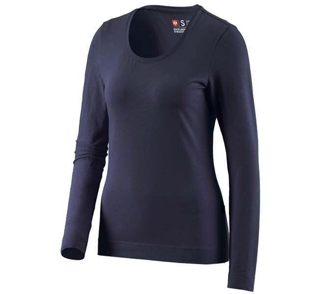 Main view, Plumbers / Installers, e.s. Longsleeve cotton stretch, ladies', navy