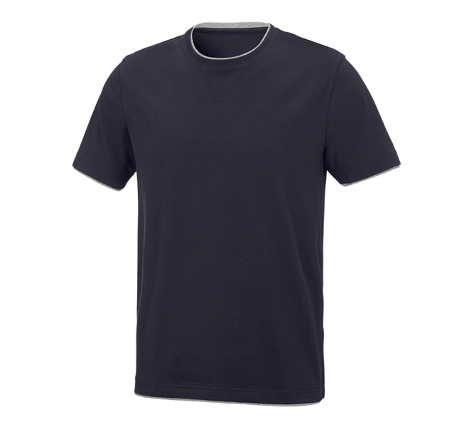 Main view, Plumbers / Installers, e.s. T-shirt cotton stretch Layer, navy/grey melange