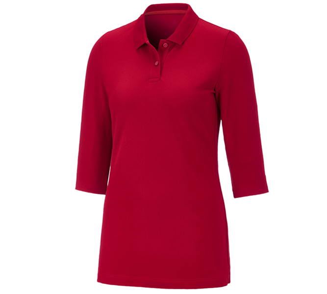 Main view, Clothing, e.s. Pique-Polo 3/4-sleeve cotton stretch, ladies', fiery red