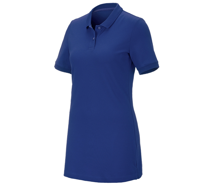 Main view, Basics, e.s. Pique-Polo cotton stretch, ladies', long fit, royal
