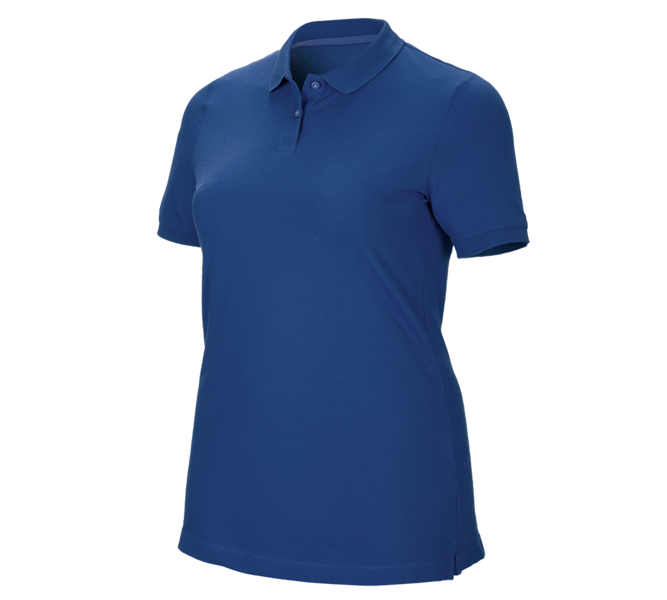 Main view, Basics, e.s. Pique-Polo cotton stretch, ladies', plus fit, alkaliblue