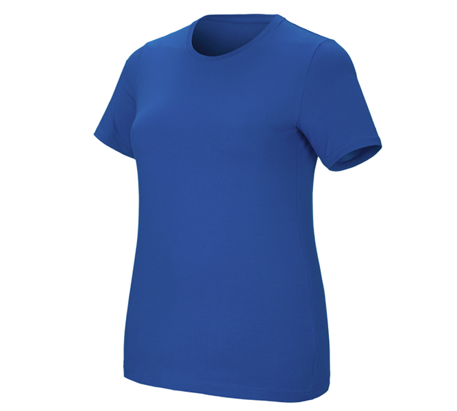 Main view, Plumbers / Installers, e.s. T-shirt cotton stretch, ladies', plus fit, gentianblue