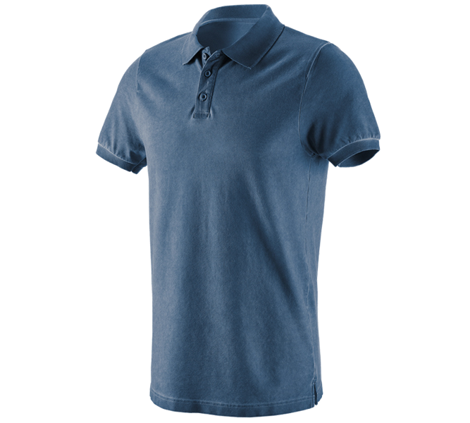 Main view, Basics, e.s. Polo shirt vintage cotton stretch, antiqueblue vintage