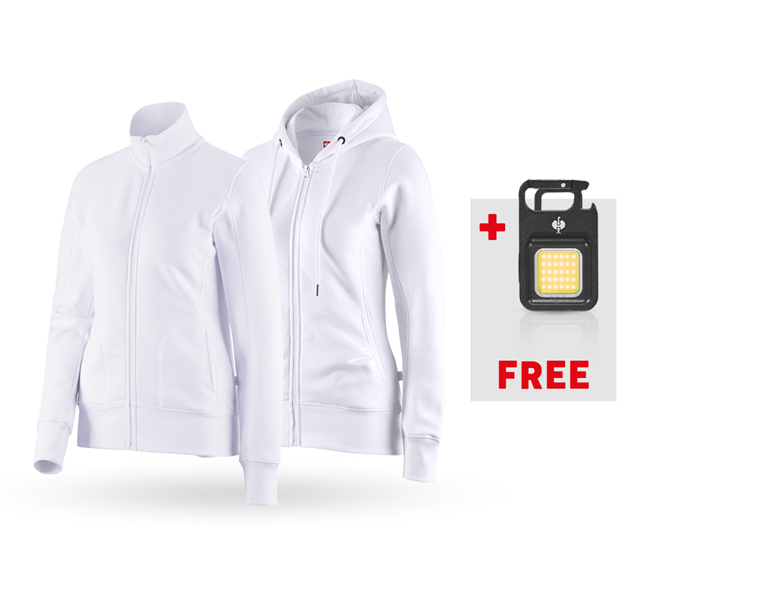 Main view, Larger gifts, SET: Sweatjacket+hoody sweatjacket poly cotton, l., white