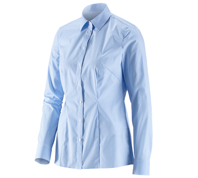 Main view, Shirts, Pullover & more, e.s. Business blouse cotton str. lad. regular fit, frostblue checked