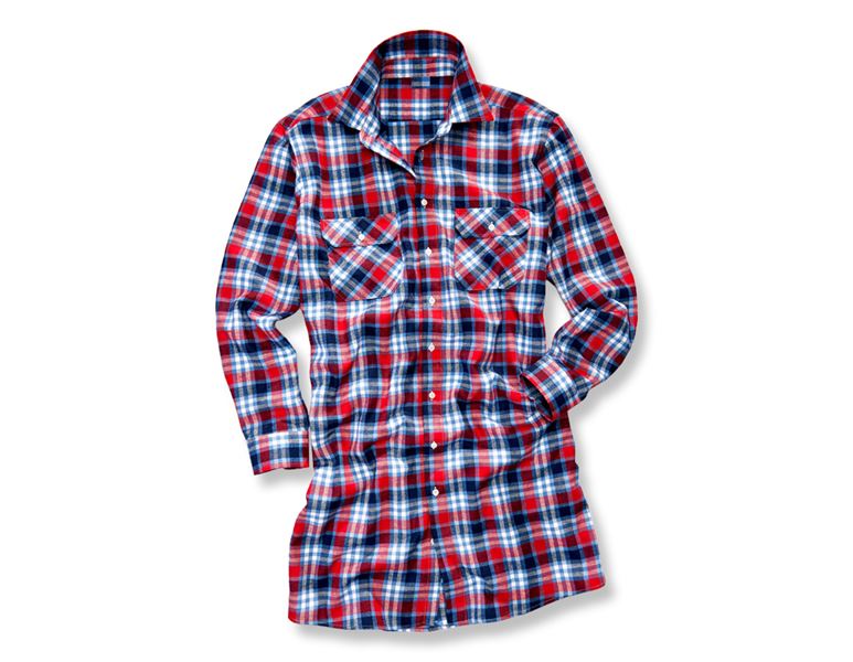 Main view, Clothing, Cotton shirt Bergen, extra long, red/navy/cobalt