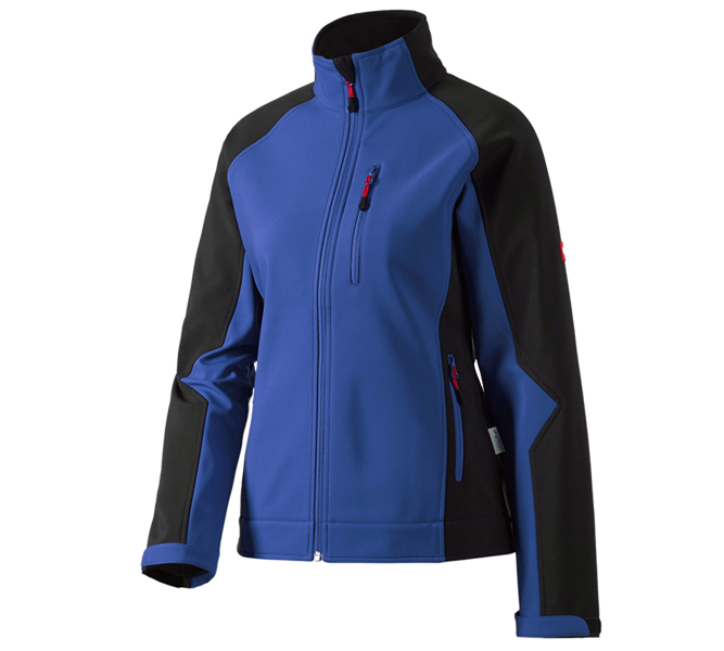 Main view, Plumbers / Installers, Ladies' softshell jacket dryplexx® softlight, royalblue/black
