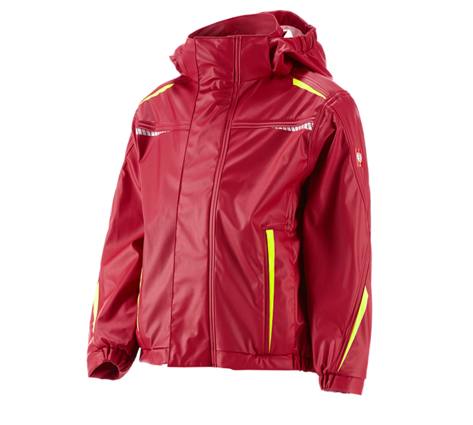 Main view, Rain Jackets, Rain jacket e.s.motion 2020 superflex, children's, fiery red/high-vis yellow