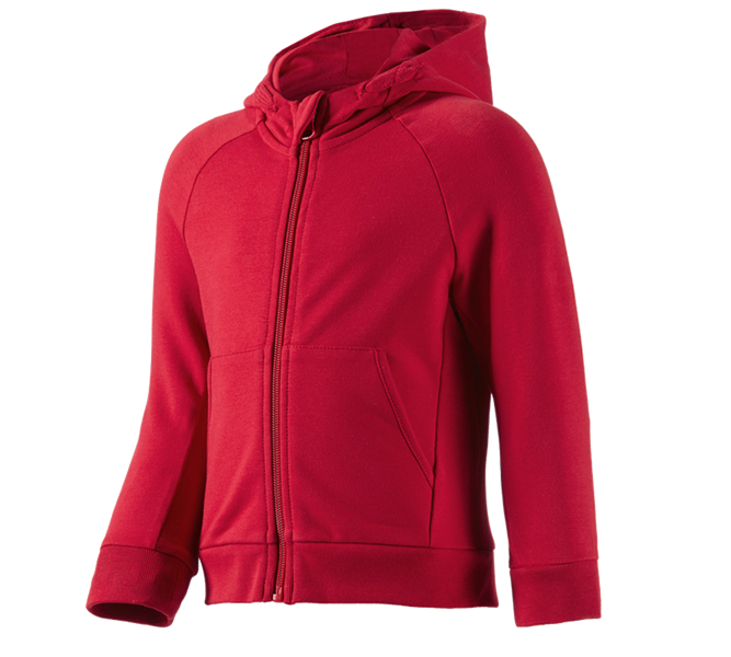 Main view, Basics, e.s. Hoody sweatjacket cotton stretch, children’s, fiery red