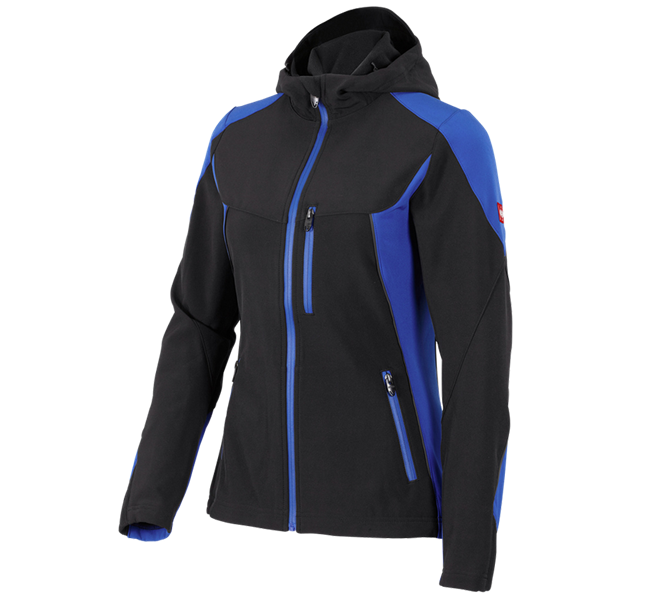 Main view, Plumbers / Installers, Softshell jacket e.s.vision, ladies', black/royalblue