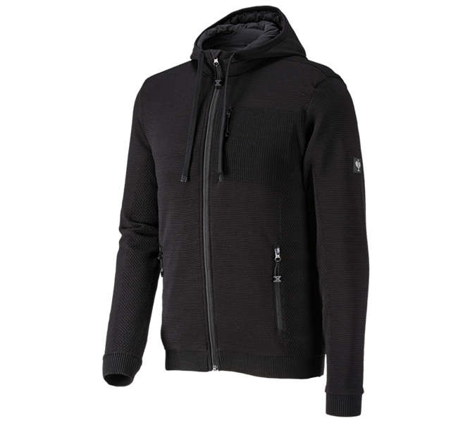 Main view, Work Jackets, Windbreaker hooded knitted jacket e.s.motion ten, black
