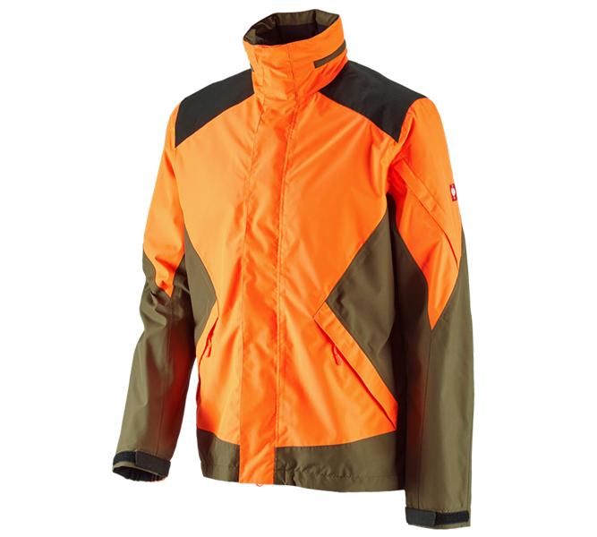 Main view, Work Jackets, e.s. Forestry rain jacket, high-vis orange/mudgreen