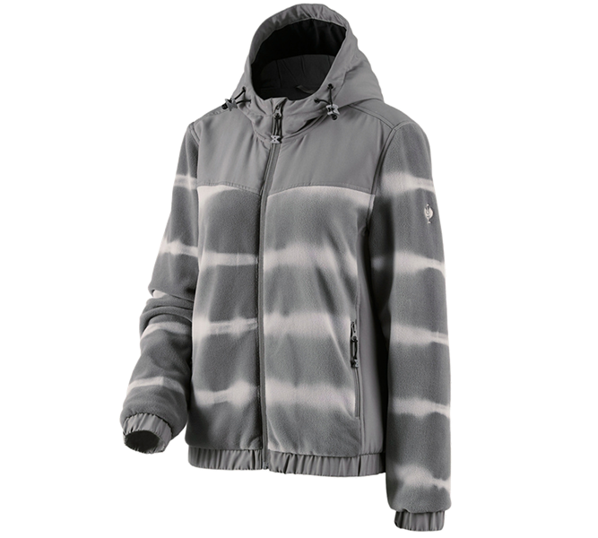 Main view, Clothing, Hybr.fleece hoody jacket tie-dye e.s.motion ten,l., granite/opalgrey