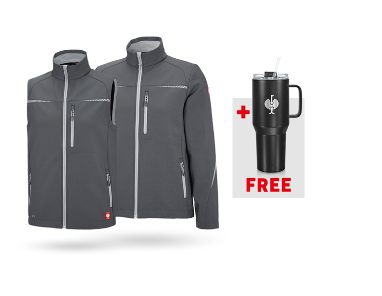 Main view, Combo-Sets, SET: Softshell jacket + bodywarmer e.s.motion 2020, anthracite/platinum