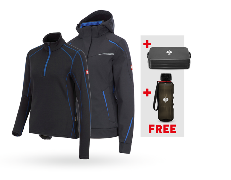 Main view, Clothing, SET: Wint.softs.jacket e.s.motion 2020+Troyer, la., graphite/gentianblue