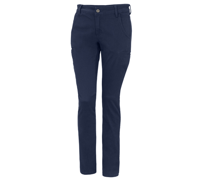 Main view, Work Trousers, e.s. Trousers  Chino, ladies', navy