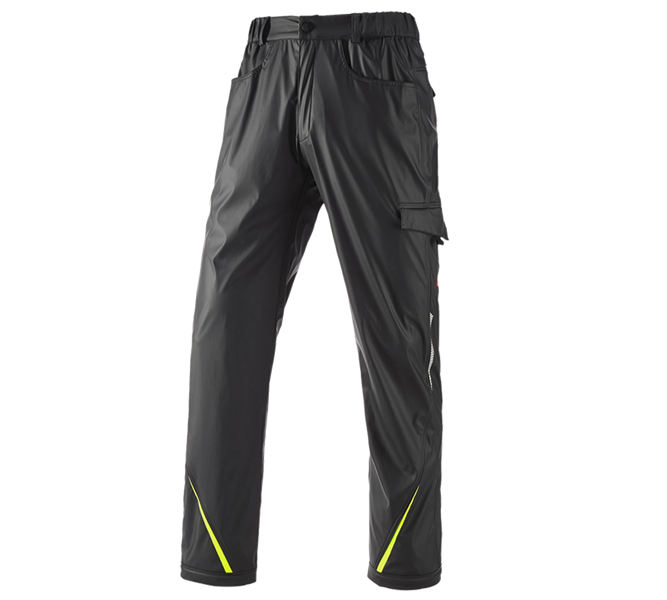 Main view, e.s.motion 2020, Rain trousers e.s.motion 2020 superflex, black/high-vis yellow/high-vis orange