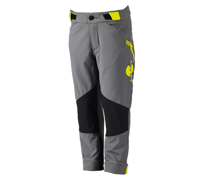 Main view, Trousers, Functional trousers e.s.trail, children's, basaltgrey/acid yellow