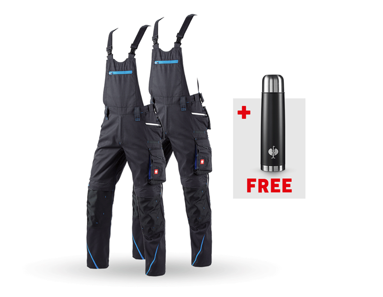 Main view, Clothing, SET: 2x Bib & brace e.s.motion 2020, graphite/gentianblue