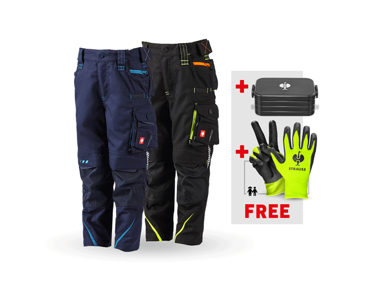 Main view, Larger gifts, SET: 2x children’s trousers e.s.motion 2020, navy/atoll