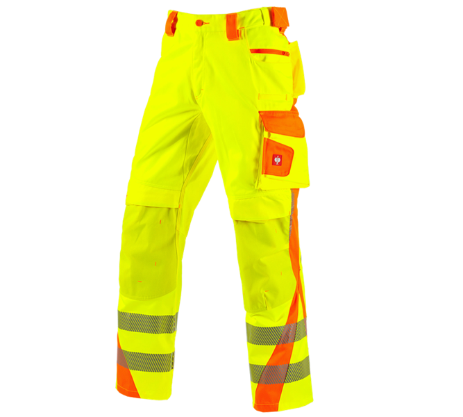 Main view, High-Vis Trousers, High-vis trousers e.s.motion 2020, high-vis yellow/high-vis orange