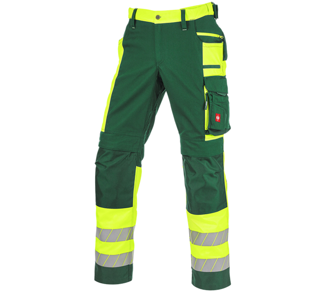 Main view, e.s.motion 24/7, High-vis trousers e.s.motion 24/7, green/high-vis yellow