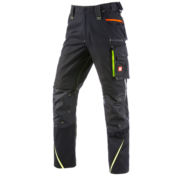 Main view, Trousers, Winter trousers e.s.motion 2020, men´s, black/high-vis yellow/high-vis orange