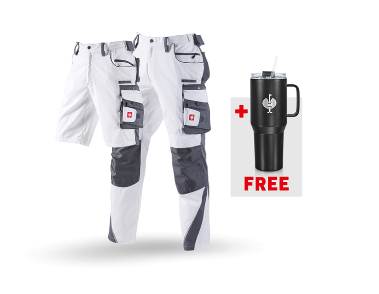 Main view, Combo-Sets, SET: Trousers + Shorts e.s.motion, white/grey