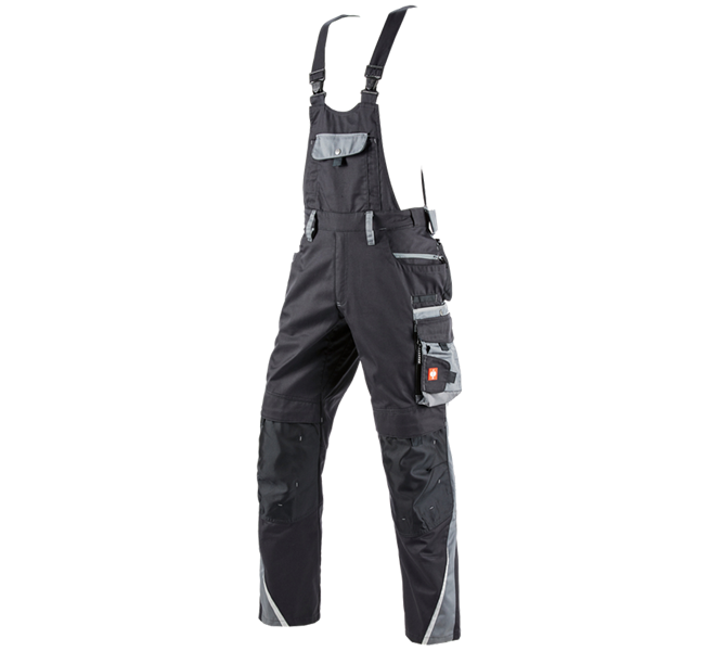 Main view, Work Trousers, Bib & brace e.s.motion, graphite/cement