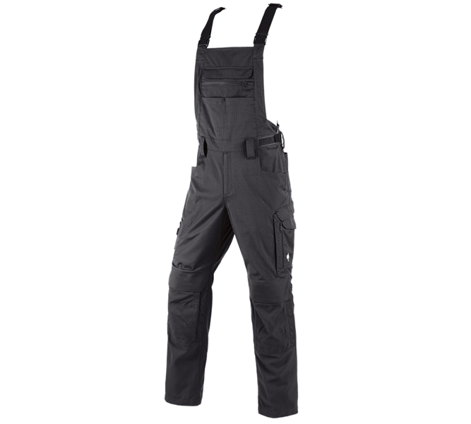 Main view, Work Trousers, Bib & Brace e.s.concrete solid, black