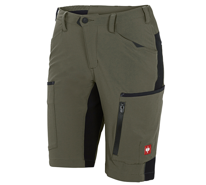 Main view, Work Trousers, Shorts e.s.vision stretch, ladies', moss/black