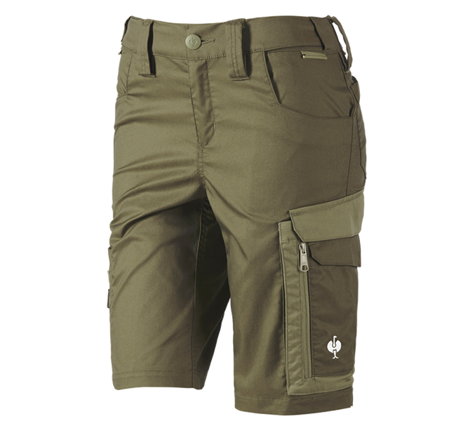 Main view, Shorts | 3/4 Shorts, Shorts e.s.concrete light, ladies', mudgreen/stipagreen