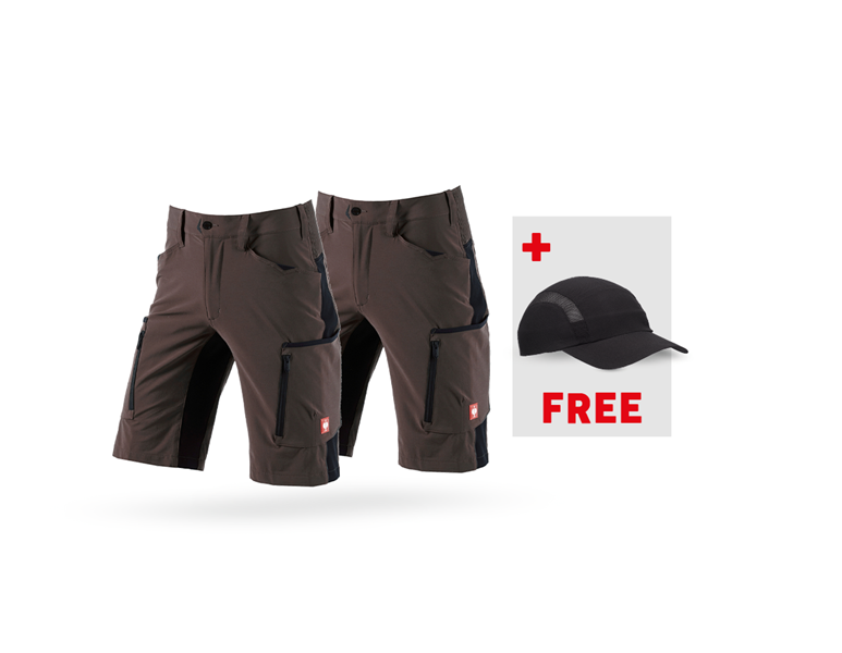 Main view, Combo-Sets, 2x Shorts e.s.vision stretch, men's, chestnut/black