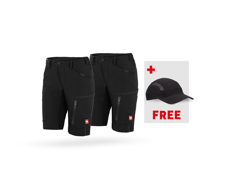 Main view, Clothing, 2x Shorts e.s.vision stretch, ladies', black