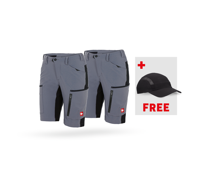 Main view, Combo-Sets, 2x Shorts e.s.vision stretch, ladies', grey/black