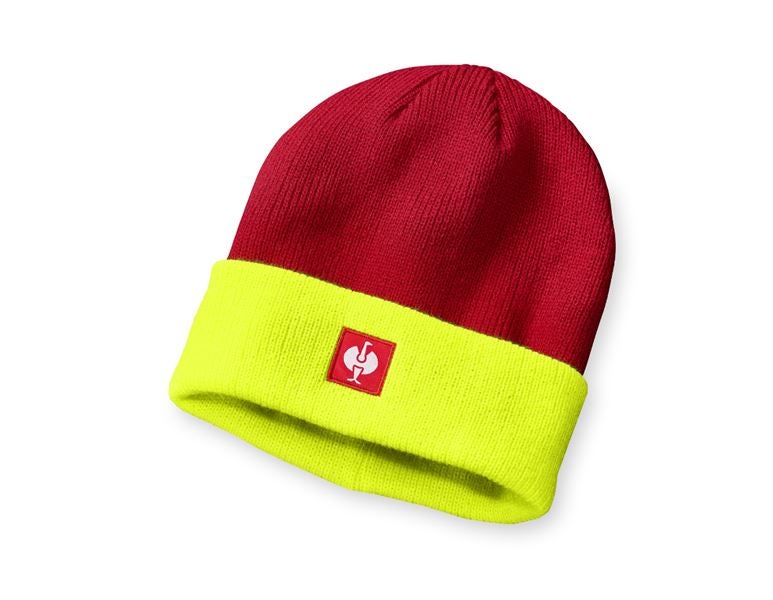 Main view, Clothing, Knitted cap e.s.motion 24/7, red/high-vis yellow