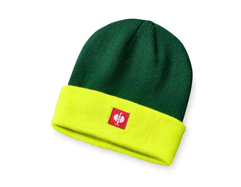 Main view, e.s.motion 24/7, Knitted cap e.s.motion 24/7, green/high-vis yellow