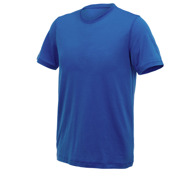 Main view, Basics, e.s. T-shirt Merino light, gentianblue