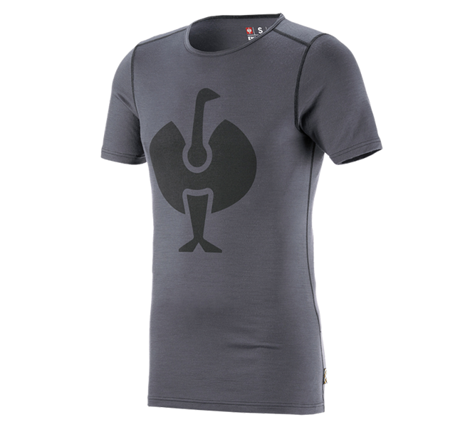 Main view, Thermal Shirts, e.s. T-shirt Merino, men's, cement/graphite