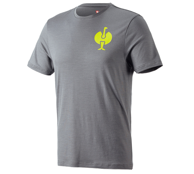Main view, Clothing, T-Shirt Merino e.s.trail, basaltgrey/acid yellow