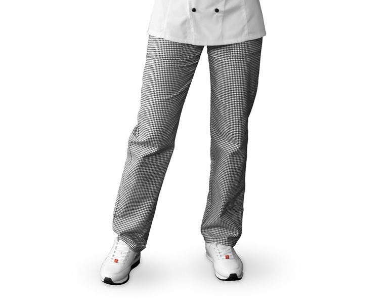 Main view, Work Trousers, Women's chef trousers, black/white