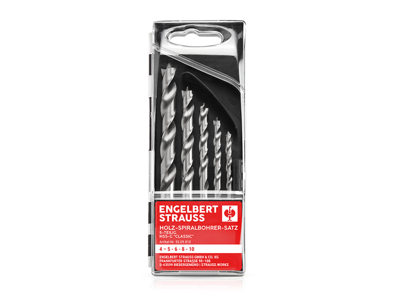 Main view, Wood drills, e.s. HSS-G Wood spiral drill set classic