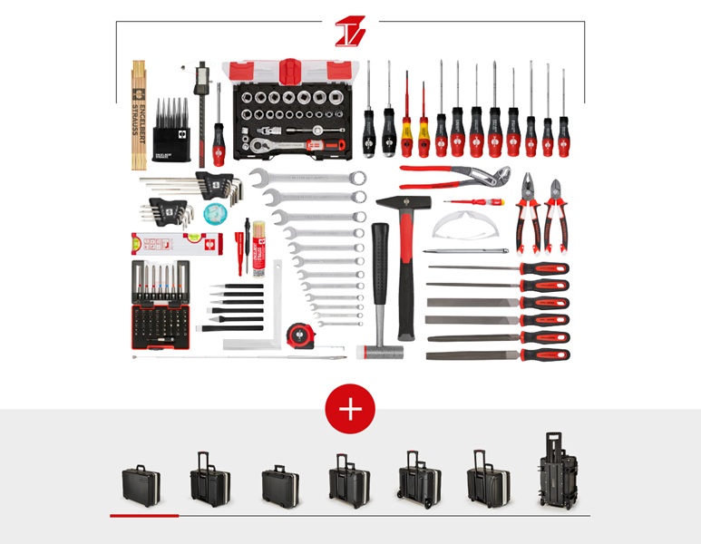 Main view, Tools, Tool set metal including tool case