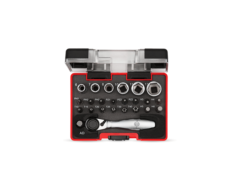 Main view, Tool accessories, e.s. Bit box Color with mini ratchet