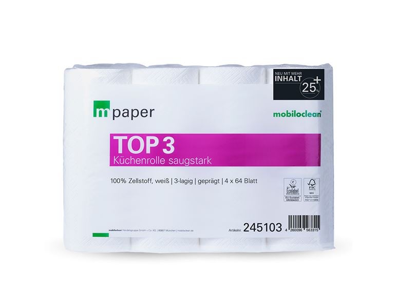 Main view, Cleaning, Kitchen paper roll, 3-ply, 4 rolls x 64 sheets