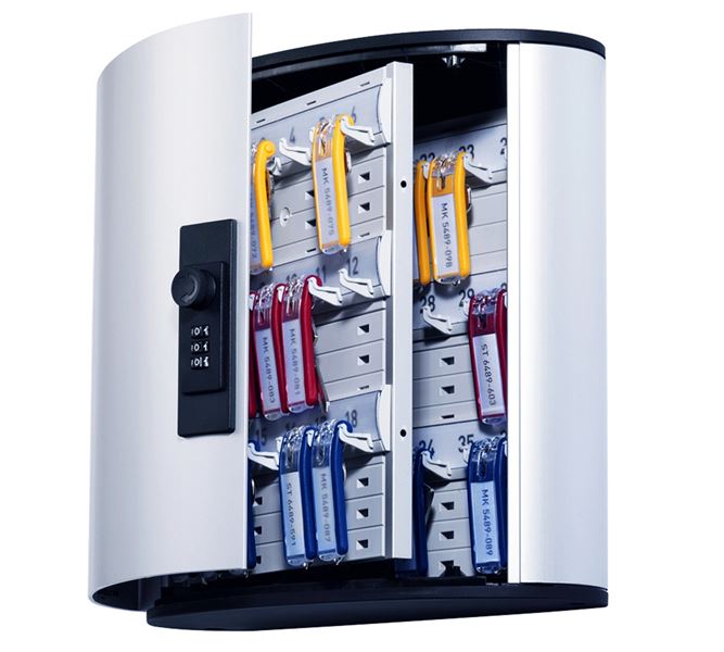 Main view, Storage, DURABLE key cabinet with number lock, silver-metallic