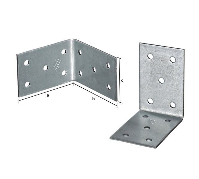 Main view, Connection elements, Angled connector made from perforated plate