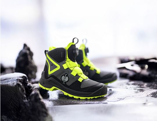 View 2, O6 Work boots e.s. Adelaide mid, anthracite/high-vis yellow